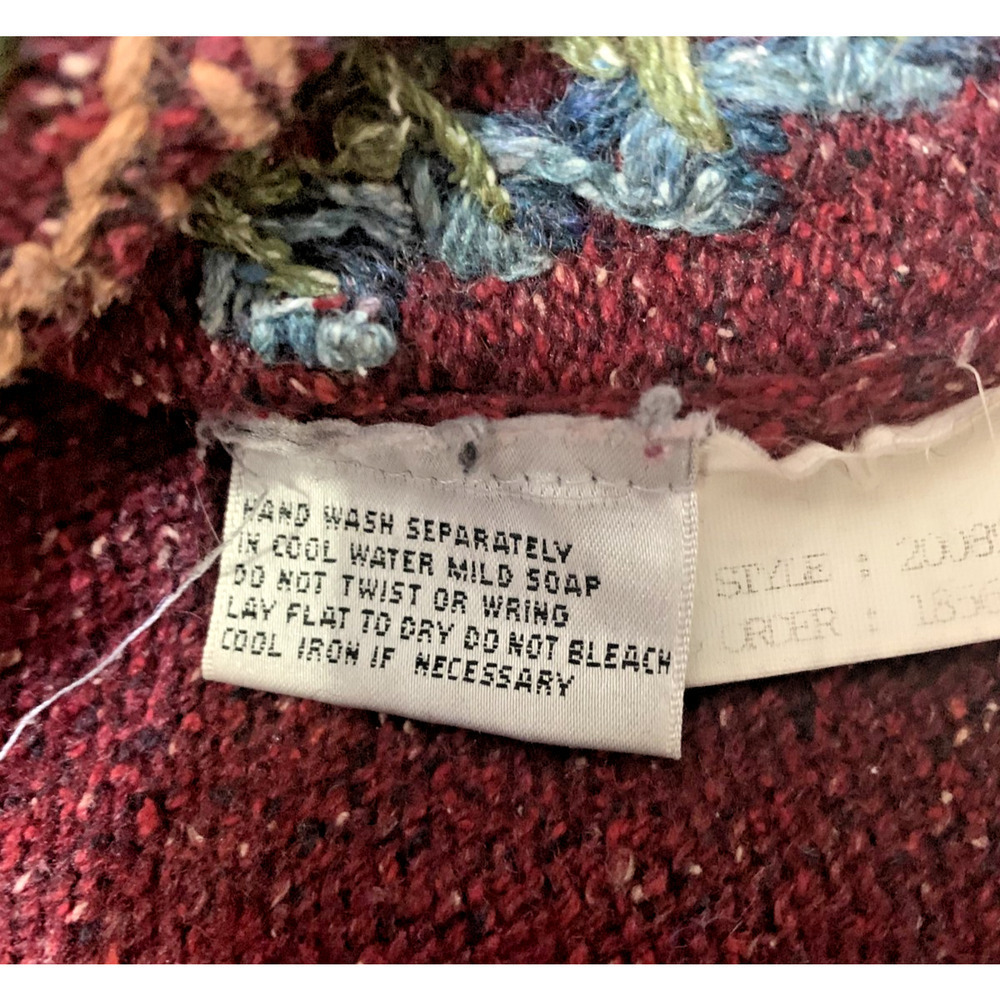 Vintage Signature Northern Isles Cardigan - Hand Embroidered Floral Red Grandma - Picture 8 of 11